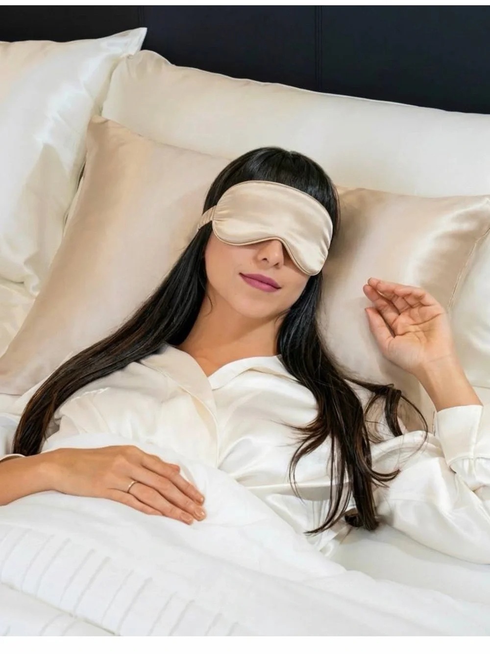 Blissy 100% Mulberry Silk Sleep Mask - Champagne